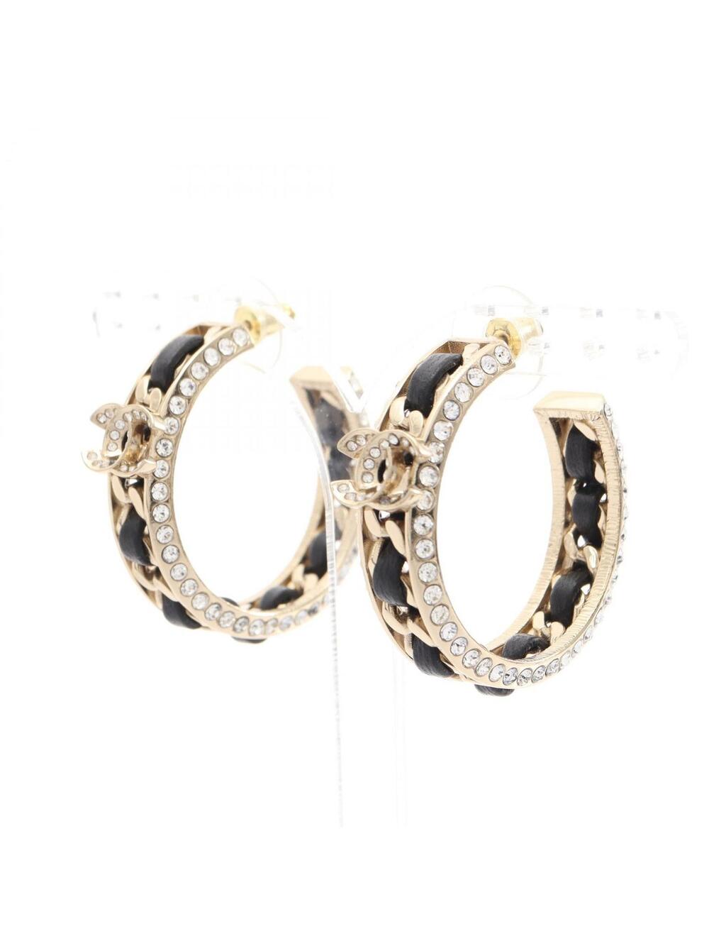 Chanel Coco Mark Hoop Pierced Earrings #295423C12B